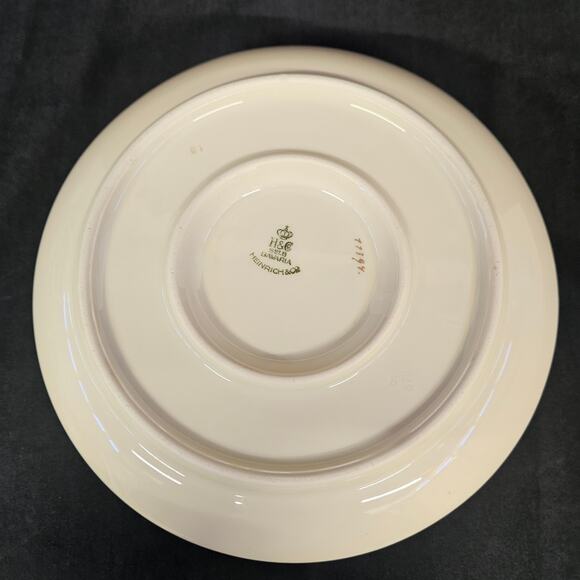 Vintage H&C Selb Bavaria Gravy Boat Dish Bowl Attached Plate Floral Gold Trim - Picture 3 of 9